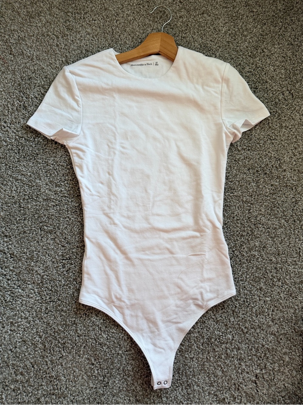Abercrombie & Fitch White Short-Sleeve Bodysuit Small Tall